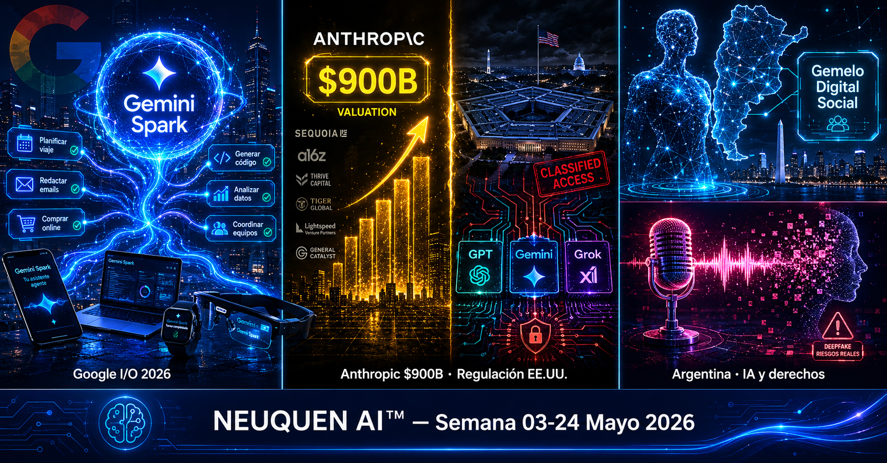Google IO 2026, Anthropic a USD 900B, regulación de modelos en EE.UU. y dos señales que marcan el rumbo en Argentina